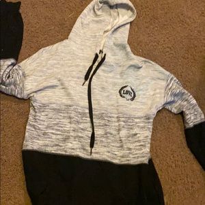 Grey and black hoodie sweater